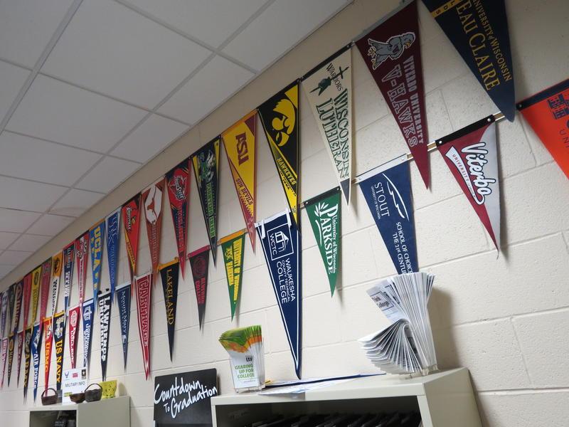 Flags+from+numerous+colleges+are+displayed+throughout+New+Berlin+Wests+guidance+office