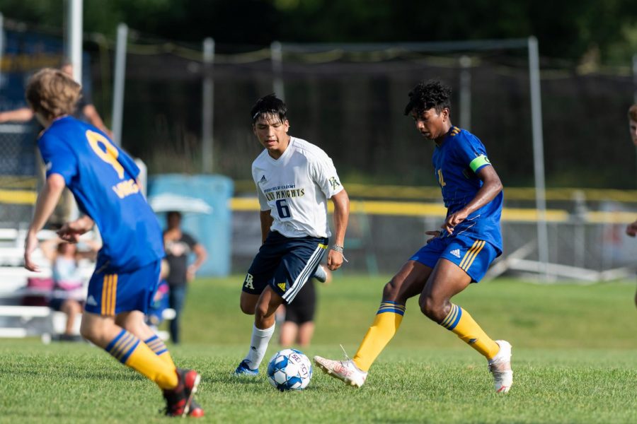 Matthew Sundararajan looks to move the ball upfield. The team had a successful season, reaching the top ten in the state at one point.